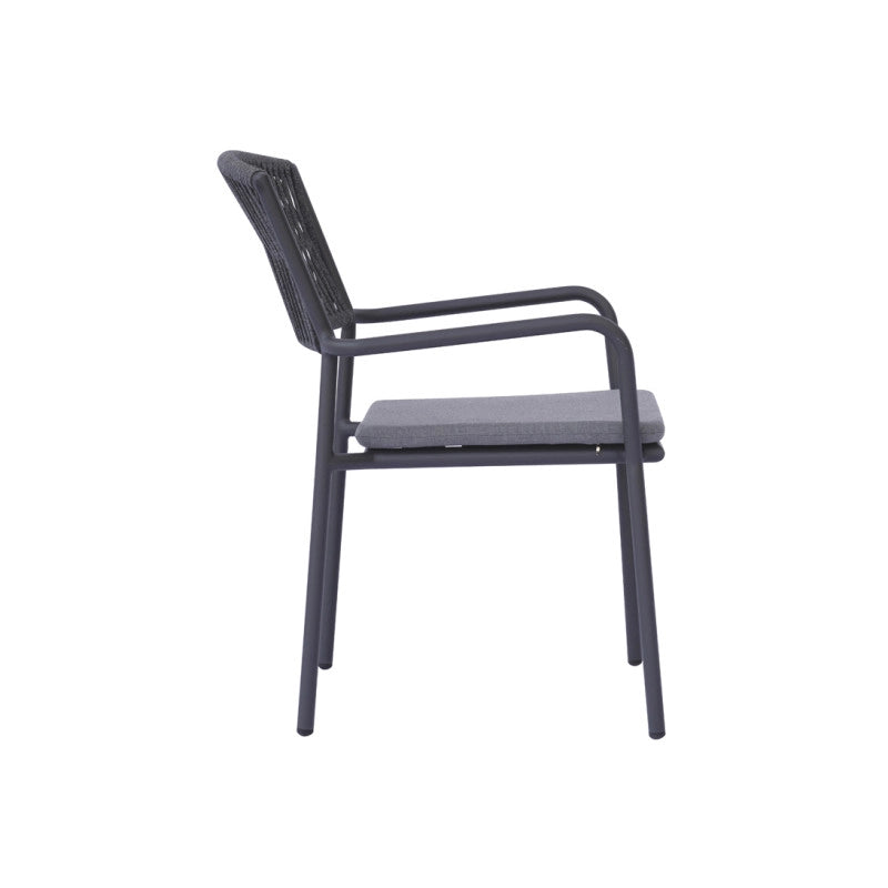 Sedia Modena Con B Alluminio Antracite E Corda Grigia Moia
