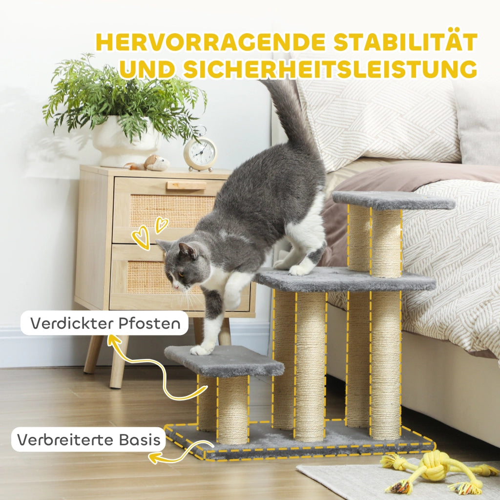 Scala per Gatti 3 Gradini con Sisal ¨C Minimal ¨C 54 cm
