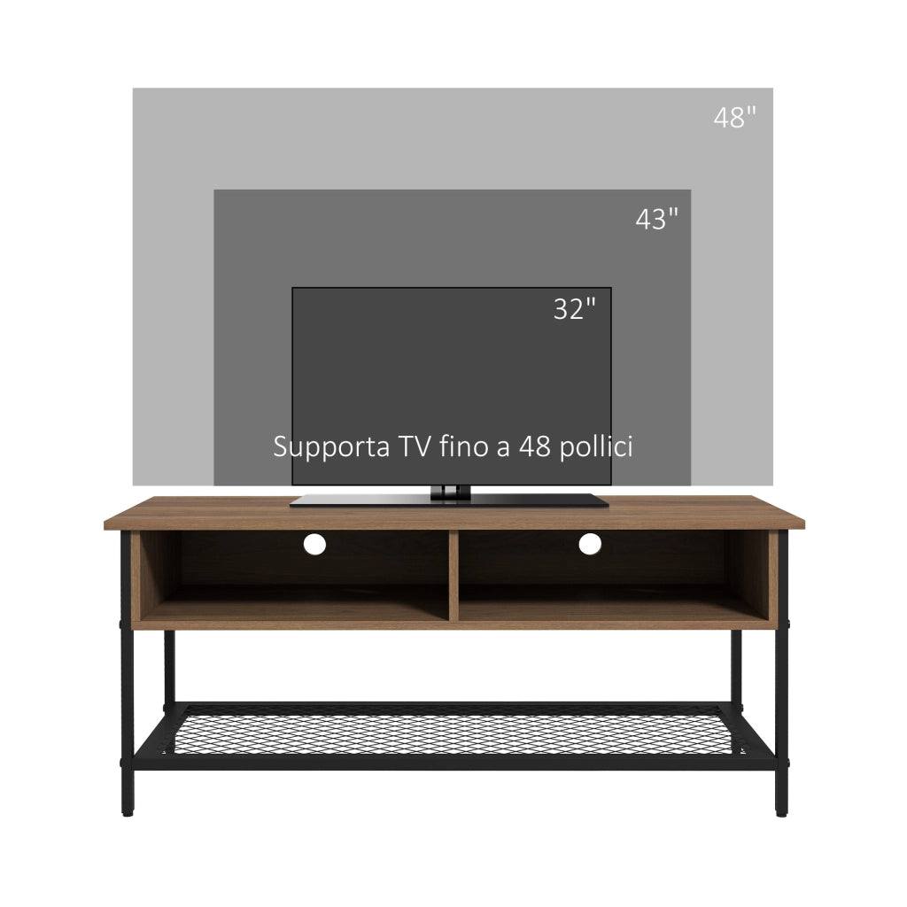 Mobile Porta TV Industriale ¨C Zephmum ¨C Legno e Acciaio Marrone Nero 110x40x48
