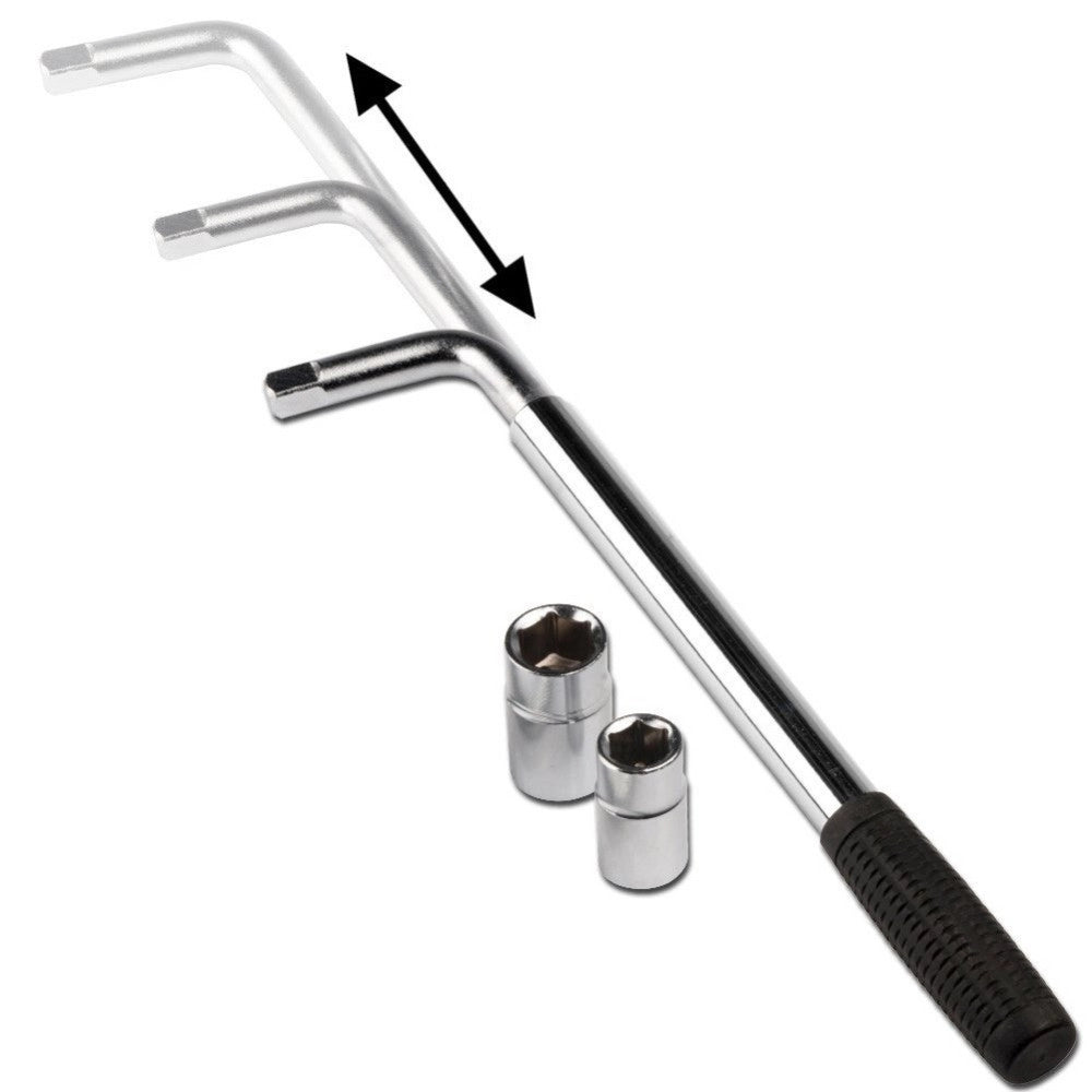 Trade Shop - Chiave Esagonale Per Dadi Ruote Auto Automobile Telescopica 2 Inserti In Acciaio -