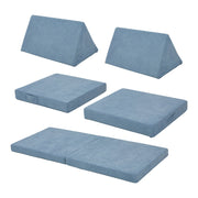 Set divano e poltrona da gioco in velluto a coste 5 pezzi 150 x 66 x 46 cm blu 03_0009146