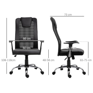 SEDIA DA UFFICIO Ergonomica 66x73x108-118 cm Similpelle Nera