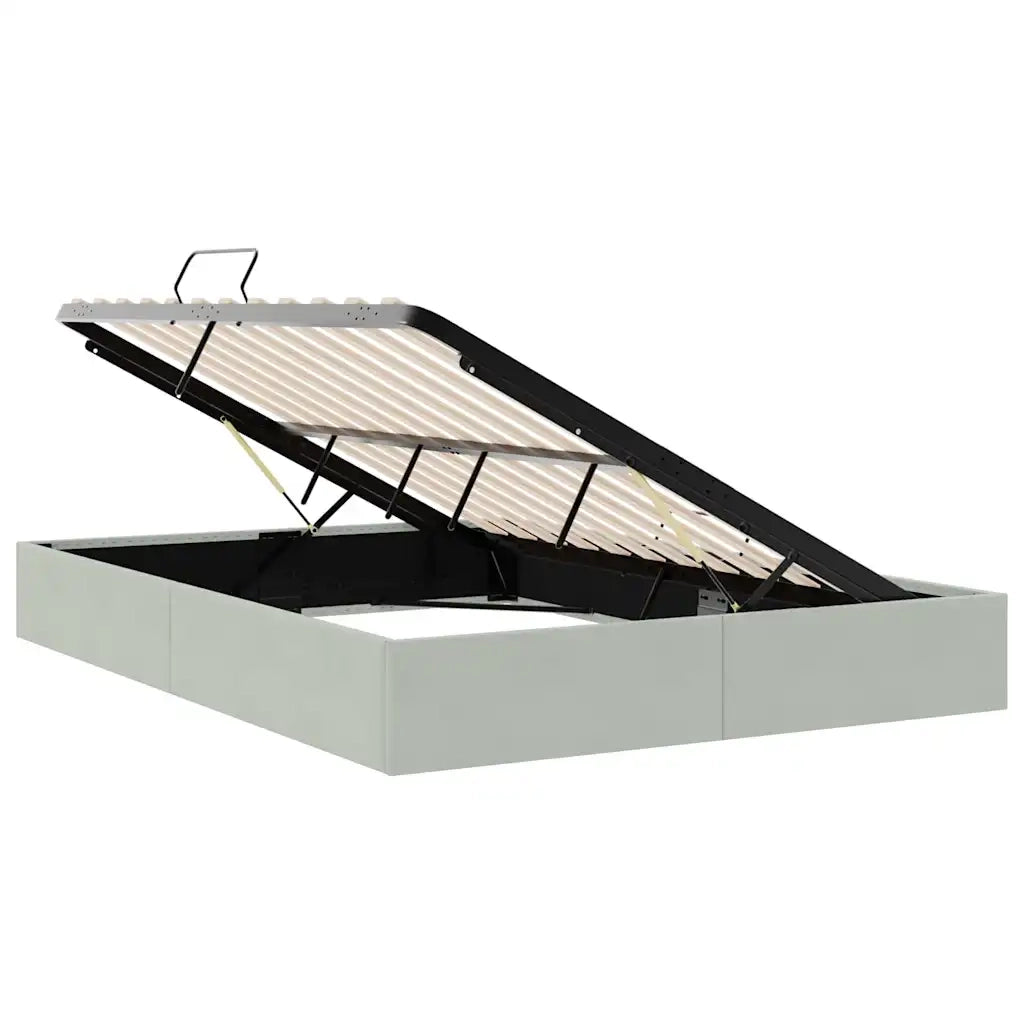 Letto con Contenitore Grigio Chiaro 137 x 190 cm Velluto 3370134