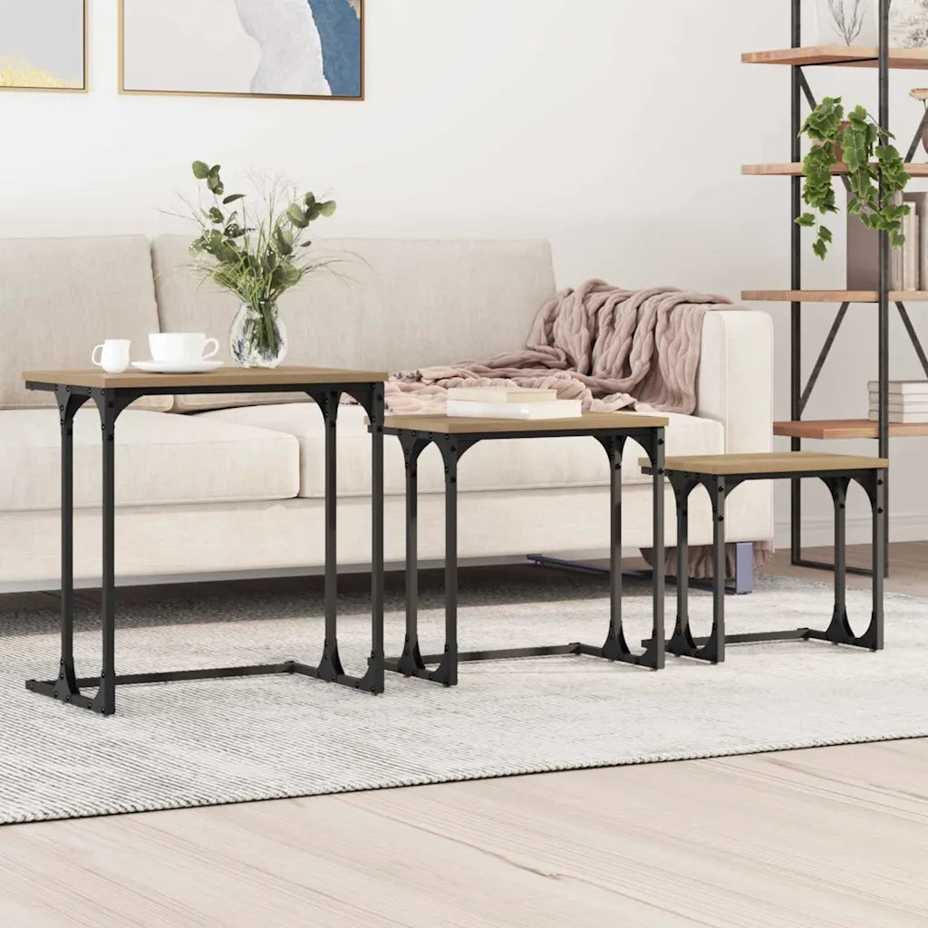 Tavolo da caffè nesting 3 pcs rovere artigianale