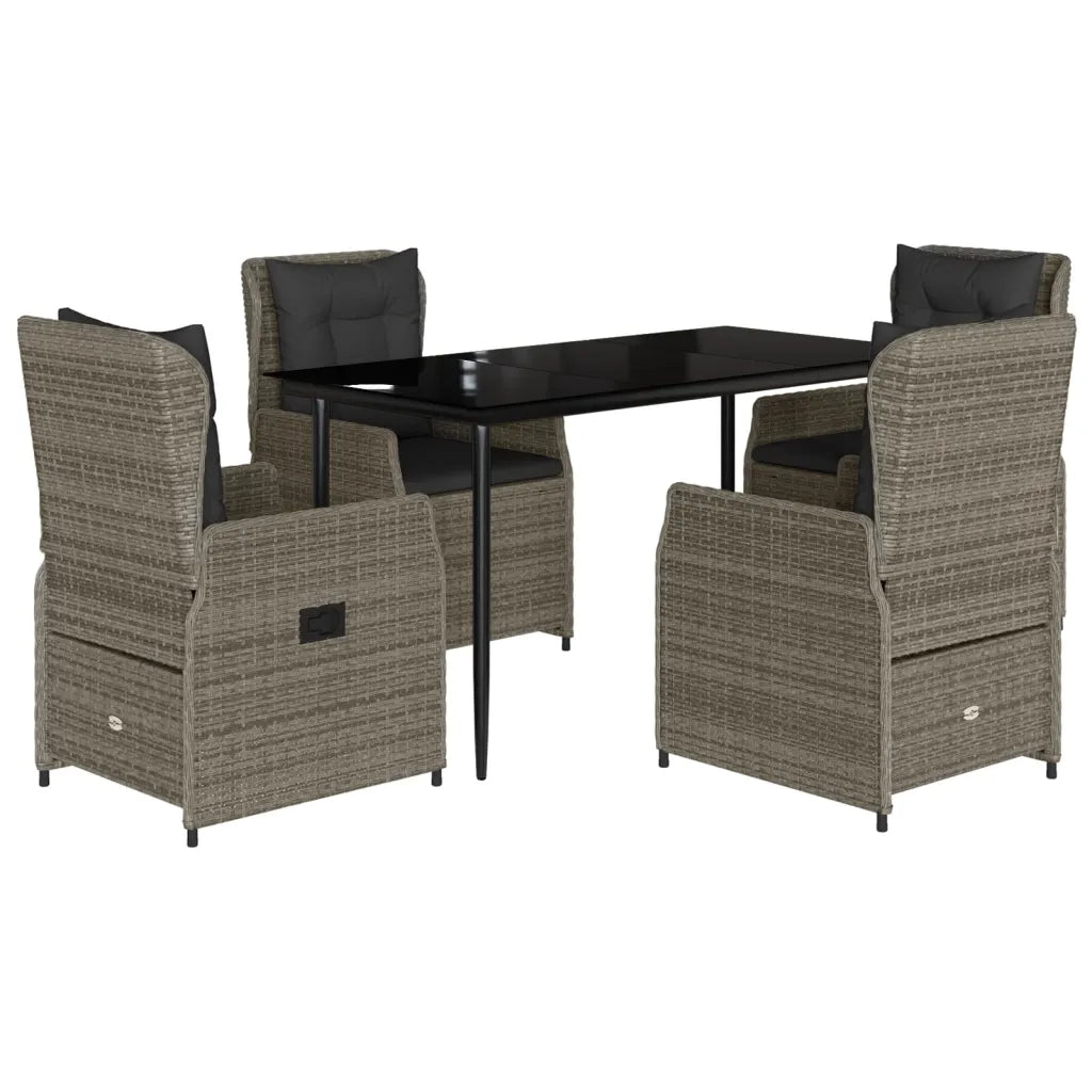Set da Pranzo da Giardino 5 pz con Cuscini in Polyrattan Grigiocod mxl 93178
