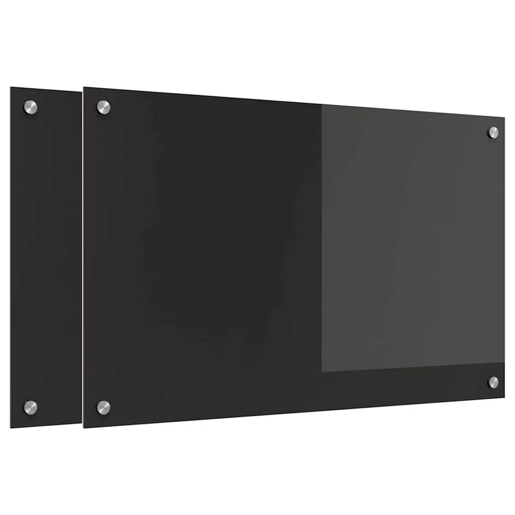 Set di 2 paraschizzi moderni per cucina 80 x 50 cm estetica elegante resistente al calore vetro temperato nero 02_0056310