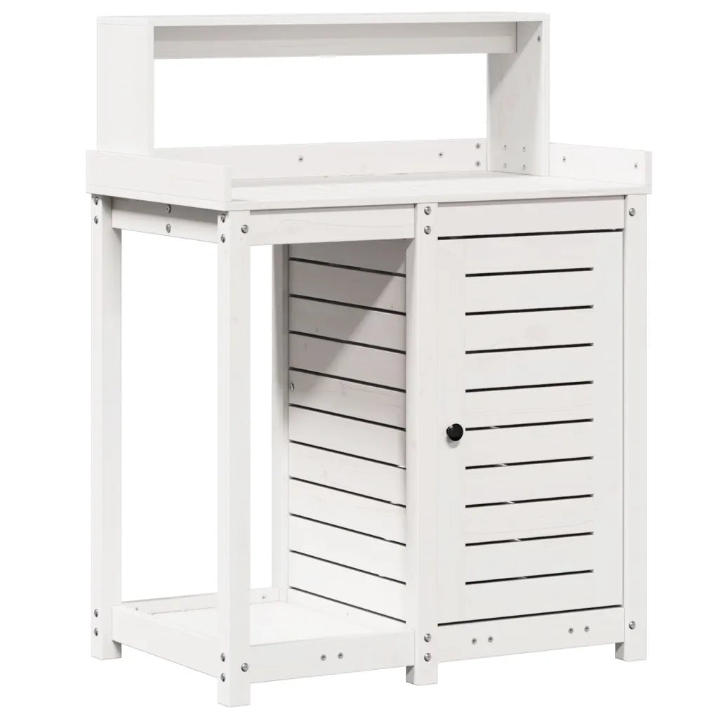 Tavolo Invaso con Ripiani-Tavolo da Lavoro con Ripiani Bianco 82,5x50x109,5 cm Massello Pino 218509