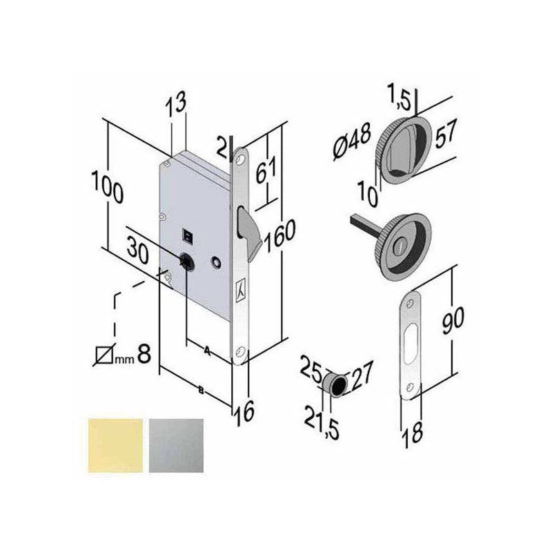 Serratura Inf.Legno Scorrevoli E50 Bagno Cs Bon Gb