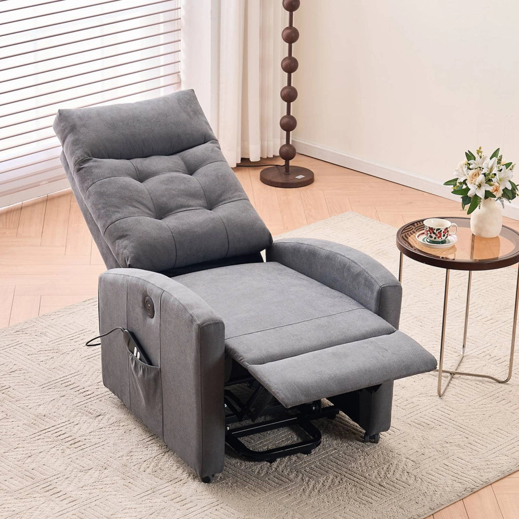 Marvin Poltrona Relax Reclinabile Elettrica con Poggiapiedi Solena, Seduta Ergonomica Massaggiante e Riscaldante  Grigio