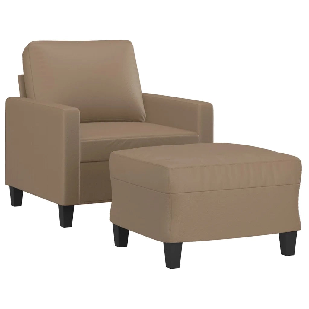Poltrona con Poggiapiedi Cappuccino 60 cm in Similpelle