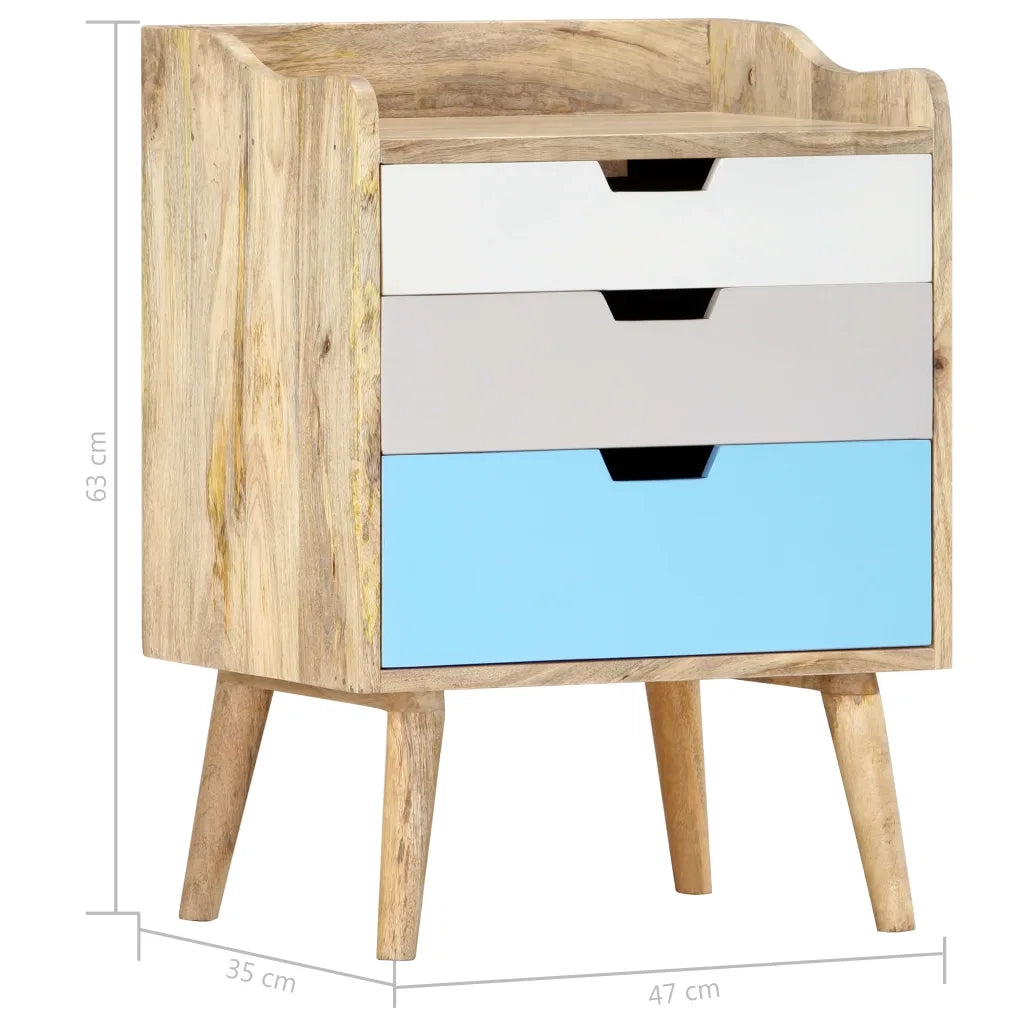 Comodino | Armadio da Notte | Mobiletto da notte 47x35x63 cm in Legno Massello di Mango