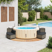Bordo per Spa Grigio in Polyrattan e Legno Massello di Acacia 3270646