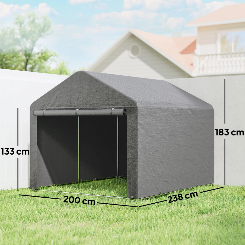 Capanno da Giardino ¨C zephmum ¨C Grigio Chiaro 2x2.4 m Metallo