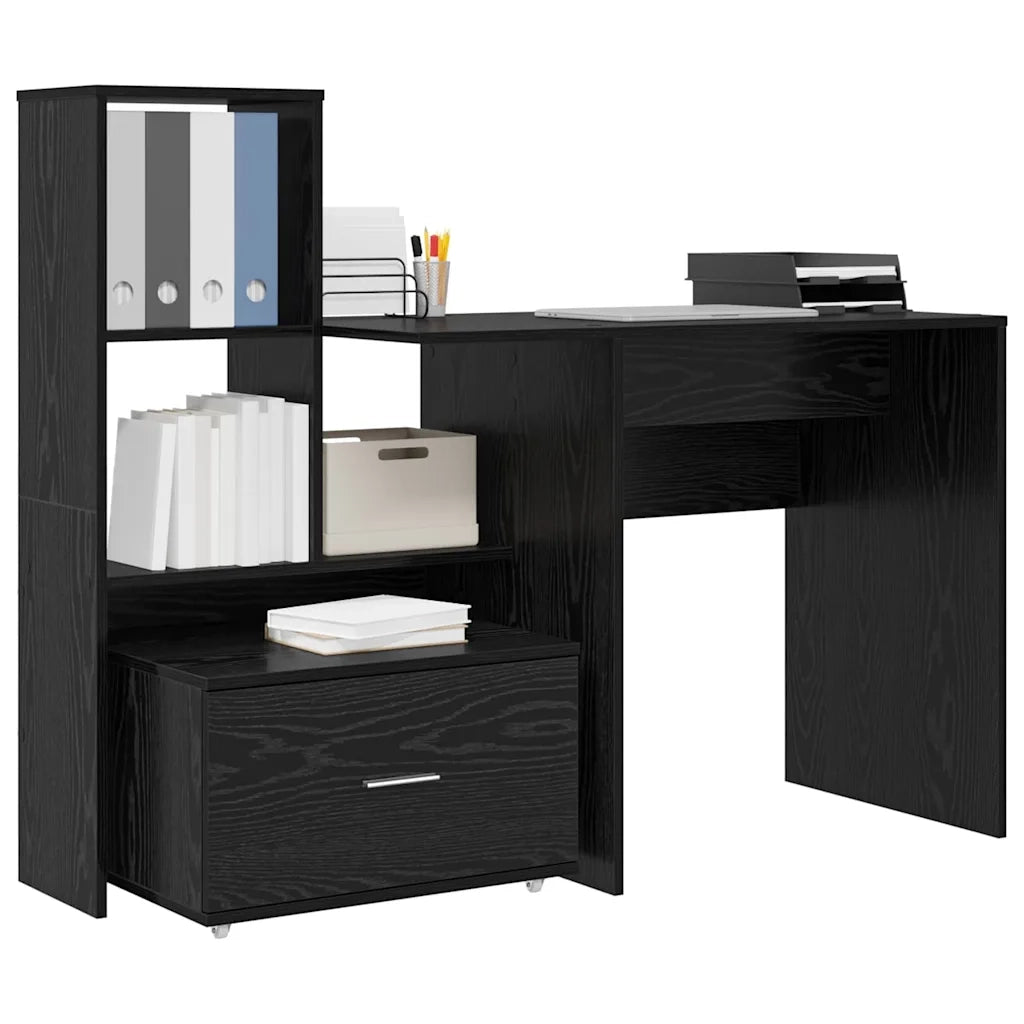 vidaXL Scrivania Rovere nero 131.5 x 50 x 106.5 cm Legno multistrato