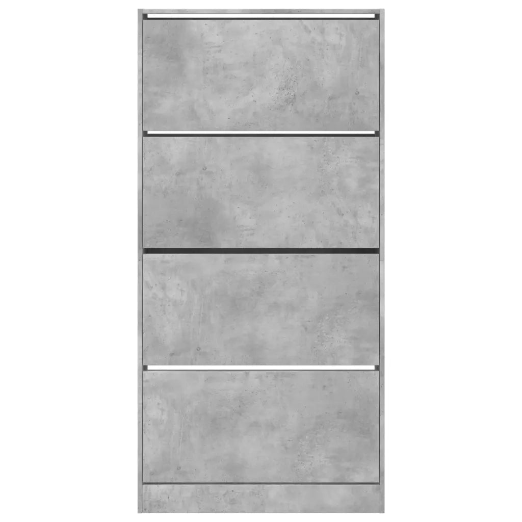 Scarpiera | Mobile per scarpe 4 Cassetti Ribaltabili Grigio Cemento 80x21x163,5 cm