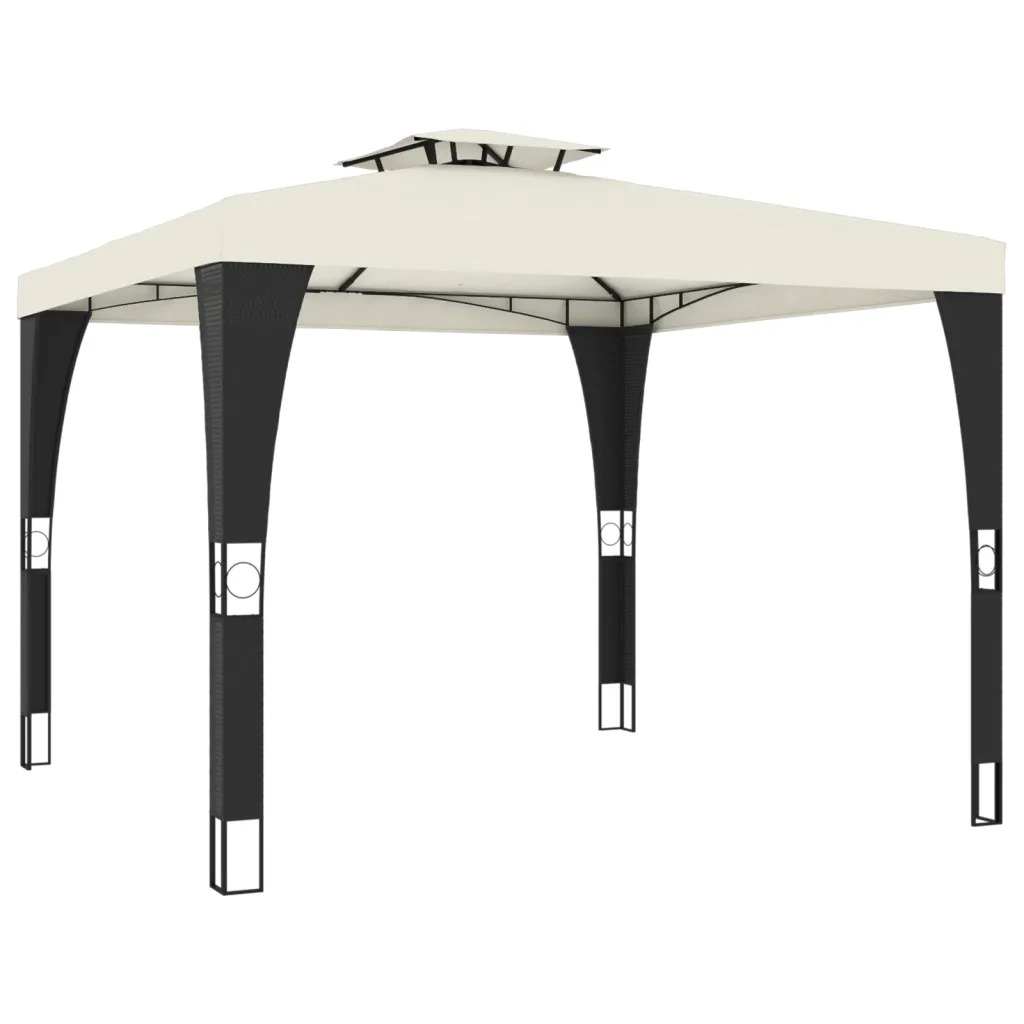 Gazebo | Pergolato con Tetto Doppio Crema 2,98x2,98 m in Acciaio
