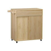 Carrello da cucina in legno decorato con 1 cassetto, 80cm, marrone