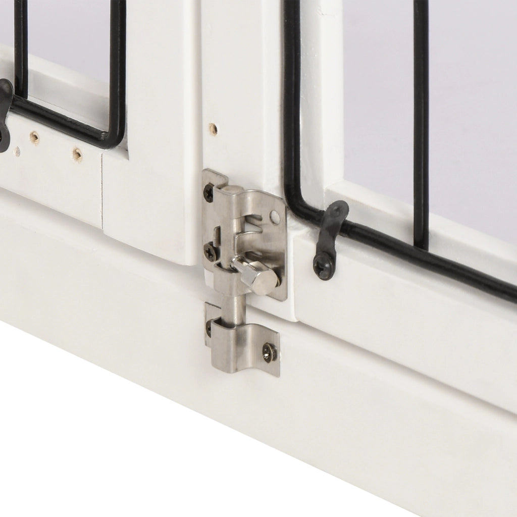 Scaffale per cani con due porte e chiusure in MDF bianco per interni 81 × 58,5 × 66 cm