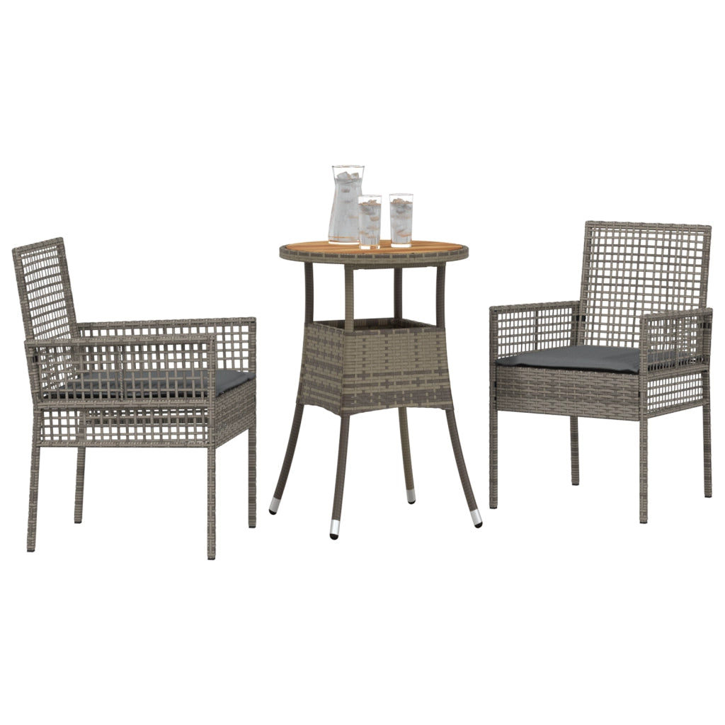 Set da pranzo da giardino a 3 pezzi Grigio in polyrattan