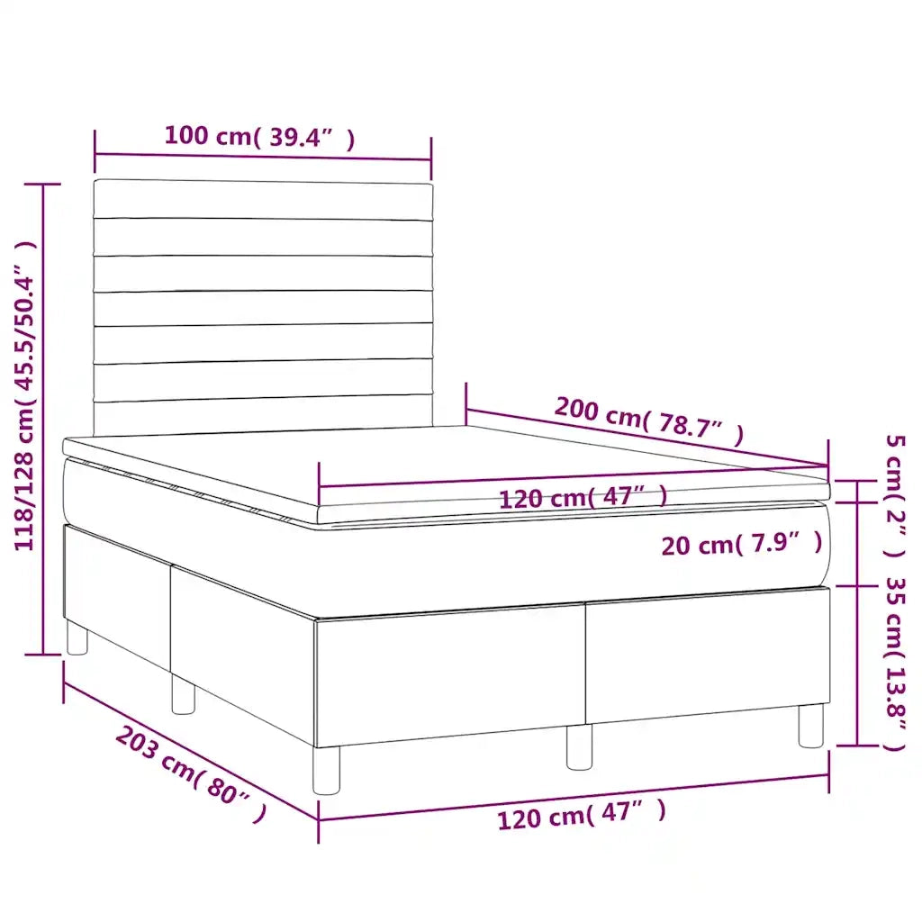 Letto a Molle con Materasso e LED Verde Scuro 120x200cm Velluto 3136176