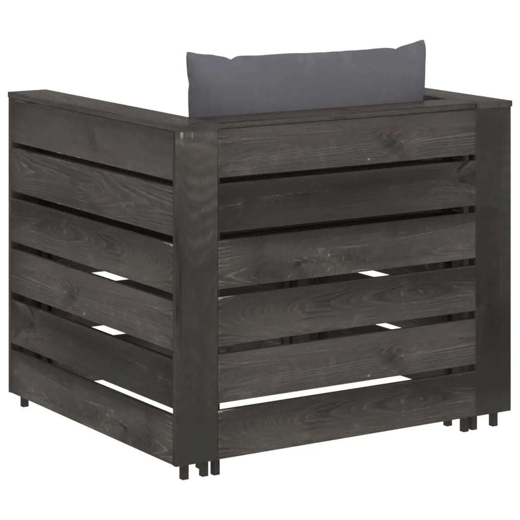 Set Salotto da Giardino 2pz | Set di Mobili da Esterno con Cuscini Legno Impregnato Grigio