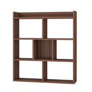 Libreria a cubi aperti con 7 scomparti, Mensola espositiva per l'archiviazione in legno per studio soggiorno Noce-Librerie