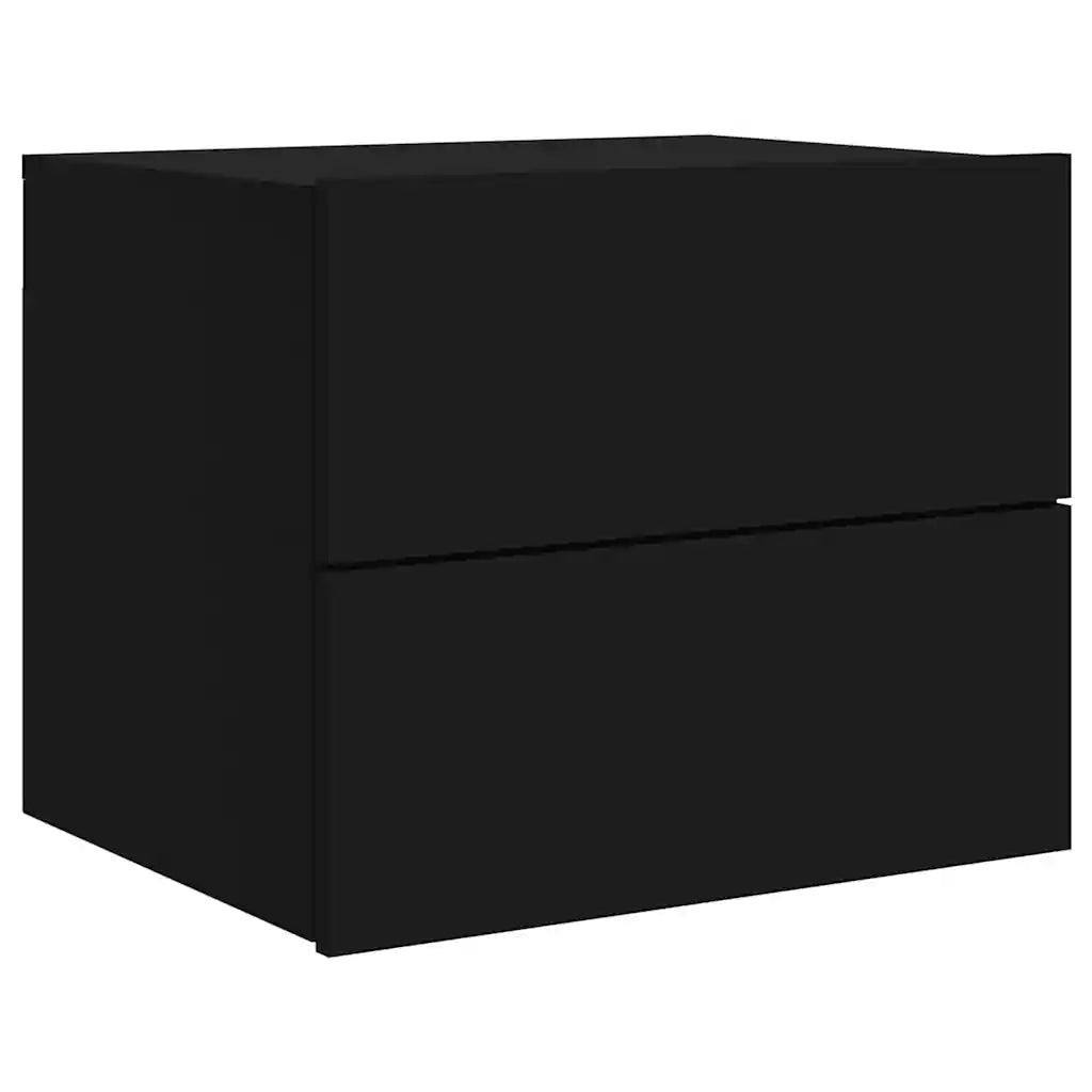 Comodini a Parete con Luci LED 2 pz-Set di 2 Tavolino da notte Neri 275356