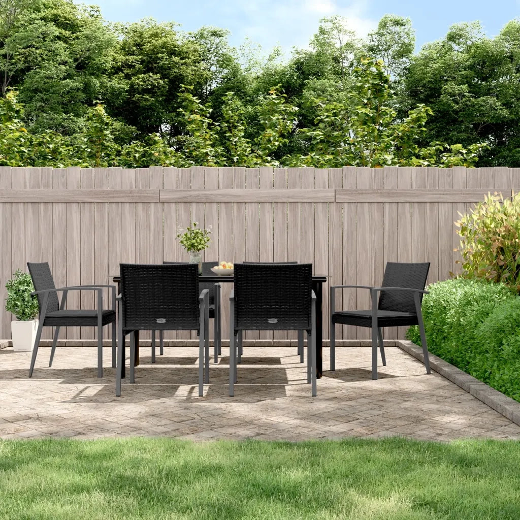 Set Pranzo da Giardino 7 pz con Cuscini in Polyrattan e Acciaio 3186996