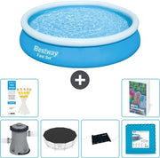 Piscina Rettangolare Opinabile Fast Set - 366 x 76 cm - Blu - Inclusa Pompa Copertura Solare Mat - Pavimento a Tessere - 7 pezzi