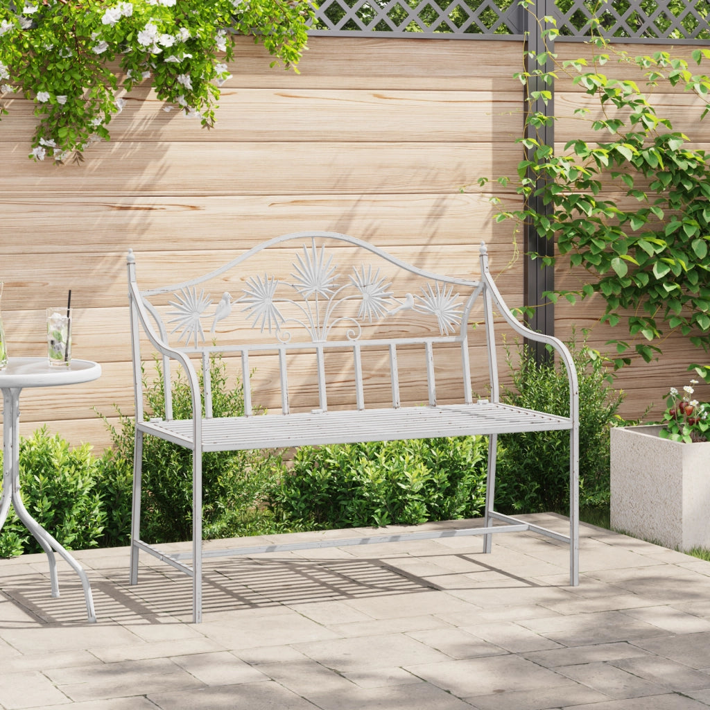 Panchina Bianca Metallo 104 x 52,5 x 89 cm Robusta e Durevole