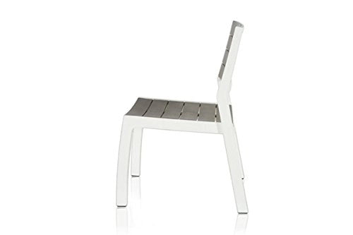 Sedia da Giardino in Resina Effetto Legno Impilabile Colore Bianco