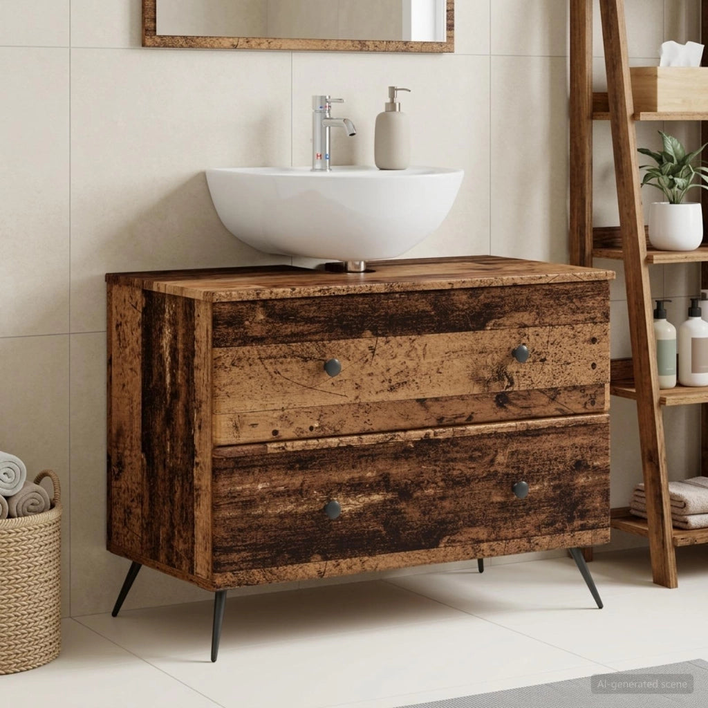 Armadio per Lavabo da Bagno BREDA Legno antico 82 x 41 x 59 cm 897463