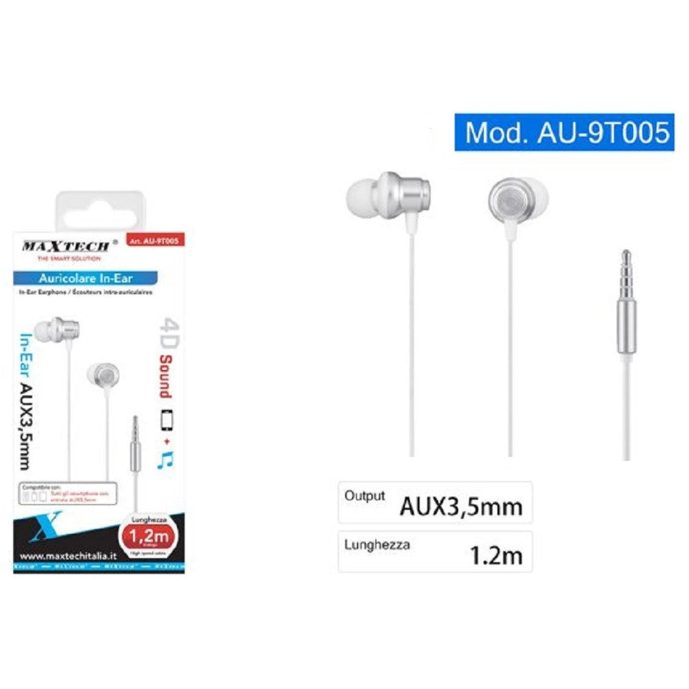 Trade Shop - Cuffie Auricolari In-ear Connettore Aux 3,5mm Filo Da 1,2 Mt Smartphone Au-9t005 -