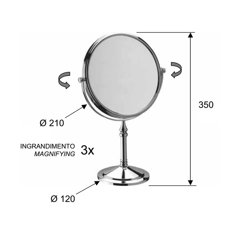 Specchio ingranditore da appoggio diam. 21 cm