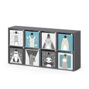 Vicco Libreria bambini Grigio 143 x 72 cm con 8 scatole pieghevoli