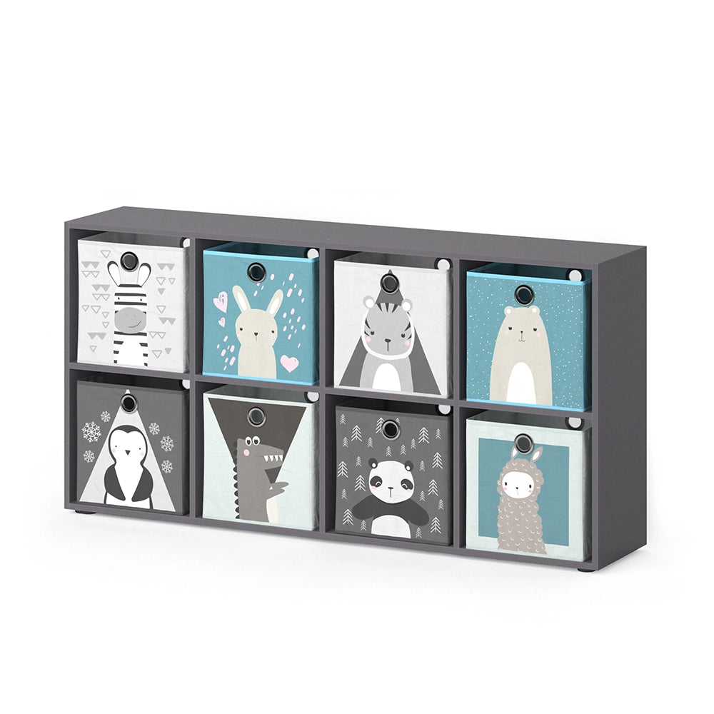 Vicco Libreria bambini Grigio 143 x 72 cm con 8 scatole pieghevoli