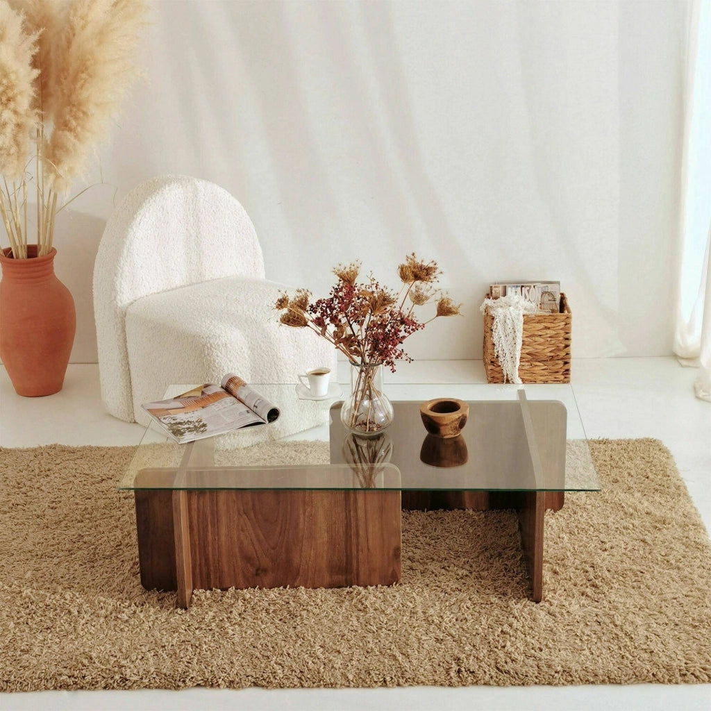 Teti, Tavolino da Salotto Portariviste, 105x65x40h cm Marrone Noce