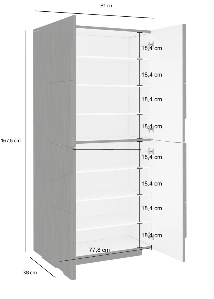 Mobile Portascarpe Archibal, Scarpiera 32 Paia Made in Italy, 81x38x167.6h cm Bianco Lucido