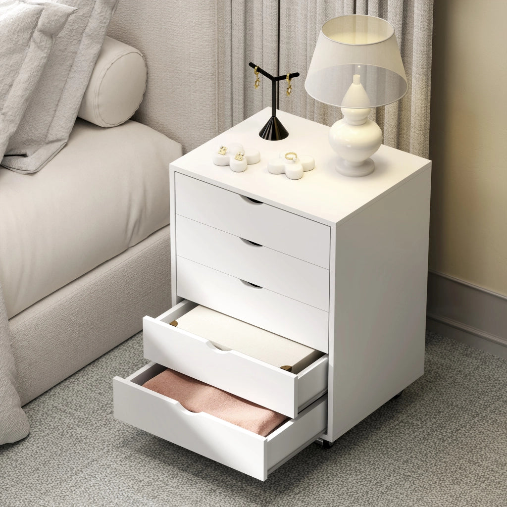 Cassettiera da Ufficio con 5 Cassetti ¨C Zephmum ¨C Bianco 50x40x67.5 cm