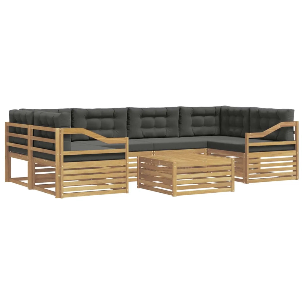 Set di divani da esterno 7 pcs Bianco e Antracite Poliestere