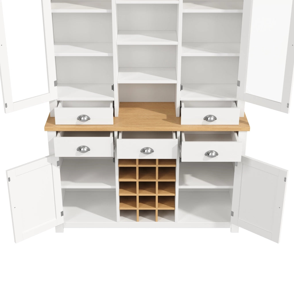 Mobile alto 120x40x185 cm con anta in vetro e chiusura soft close in MDF e metallo; bianco