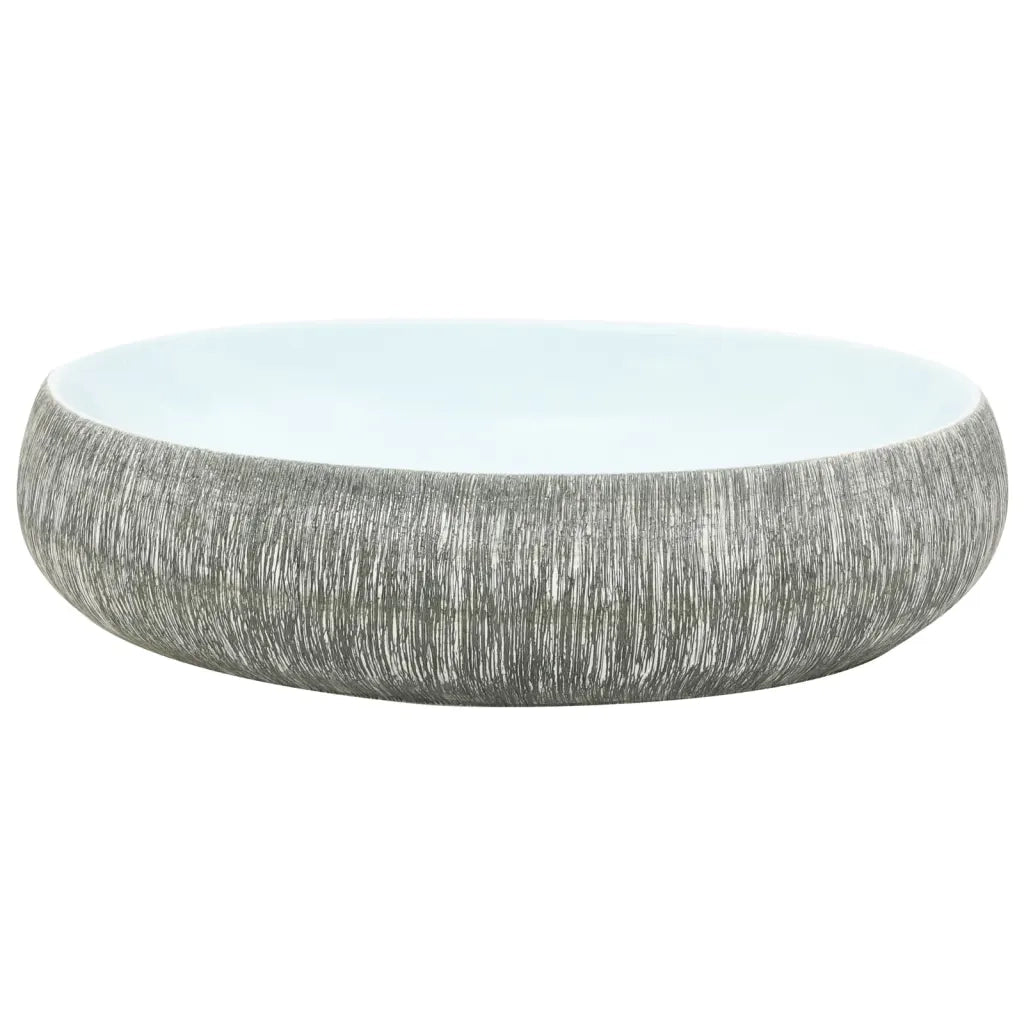 Lavabo da Appoggio Grigio e Blu Ovale 59x40x15 cm Ceramica CFW5651285