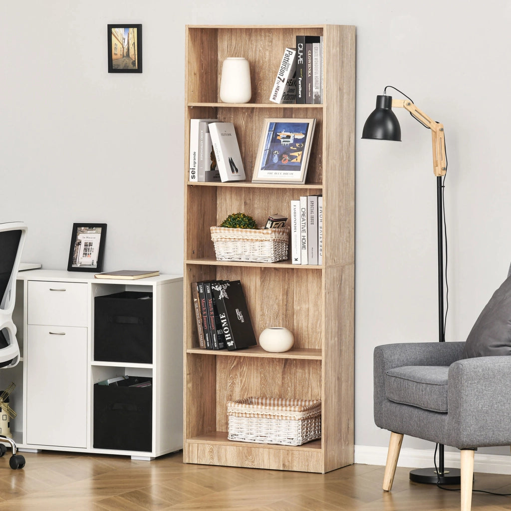 Libreria 5 Livelli Ripiani Regolabili ¨C zephmum ¨C Legno Naturale 63x29x176