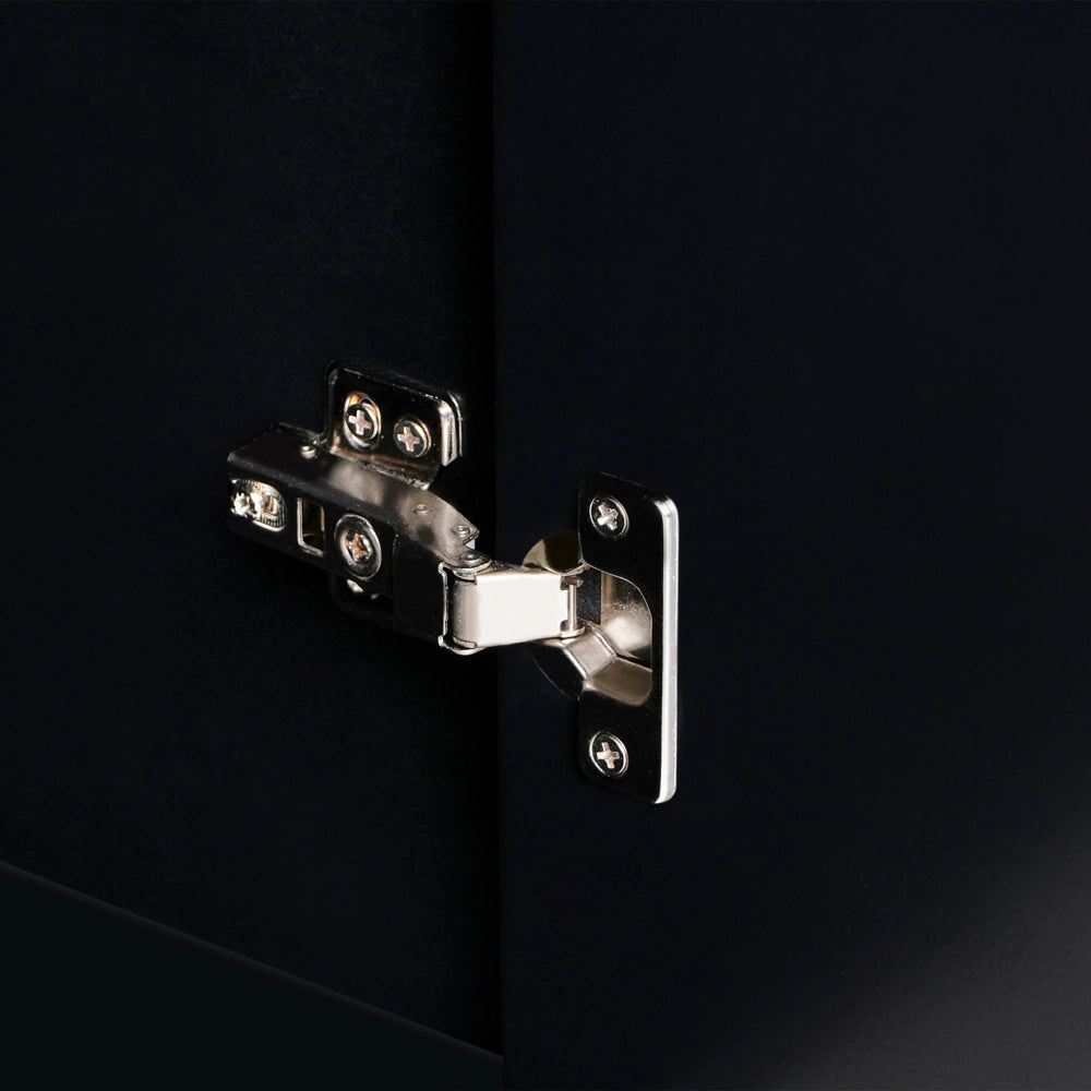 Credenza 4 ante MDF nero gambe in metallo soggiorno camera da letto classico