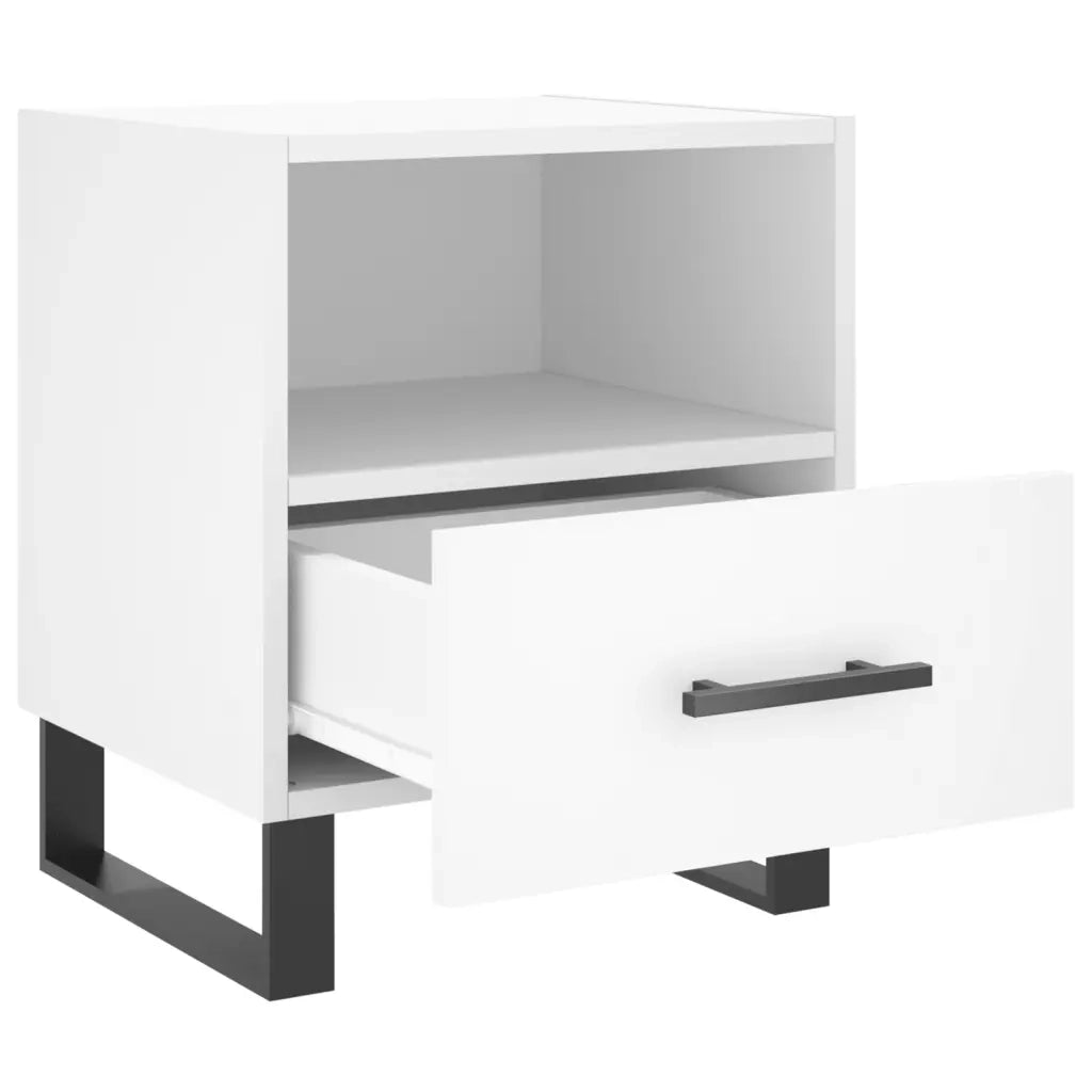 Comodino Bianco 40x35x47,5 cm in Legno Multistrato 827484