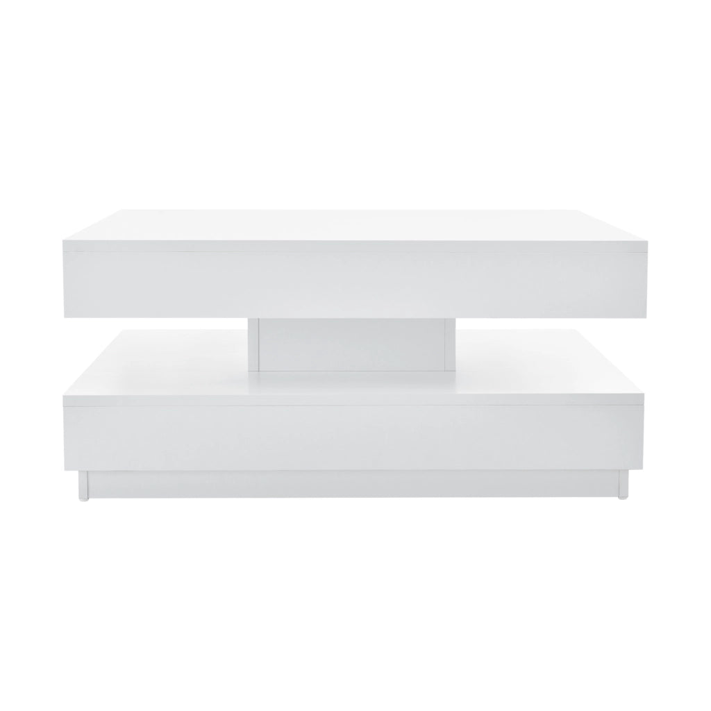 Tavolino da Caffè Florenz con Piano Girevole per Salotto Soggiorno 76 x 76 x 38 cm - Bianco [en.casa]