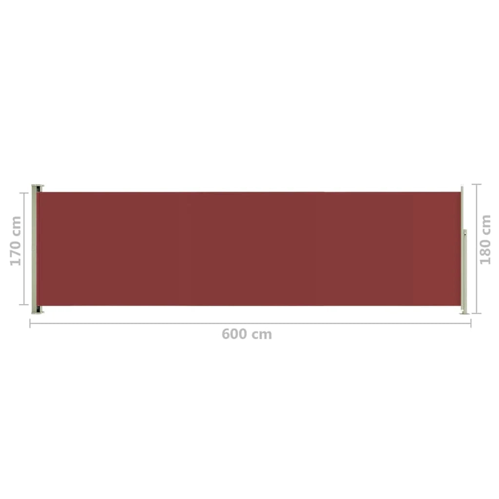 Tenda da sole laterale retrattile/schermo privacy per patio giardino terrazza balcone 180 x 600 cm rosso 02_0007347