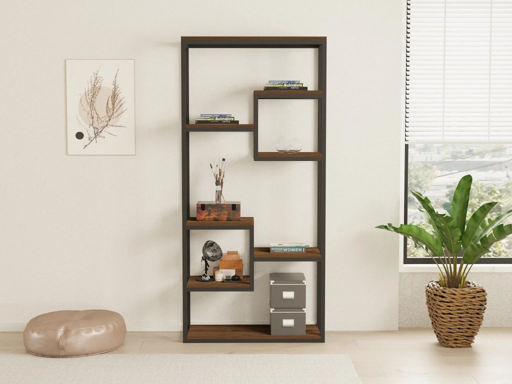 Biblioteca Rofrano, Libreria 6 Ripiani, 85x29x182h cm Nero