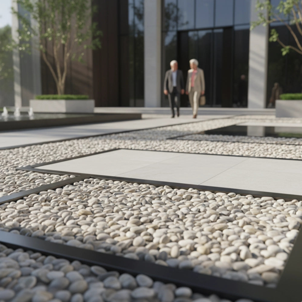 Ciottoli occhialino grigio naturale per design outdoor *** misura 15/25, formato 25 kg, confezione 1