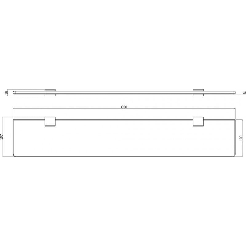 Mensola doccia NIL in vetro e ottone cromato 60 cm